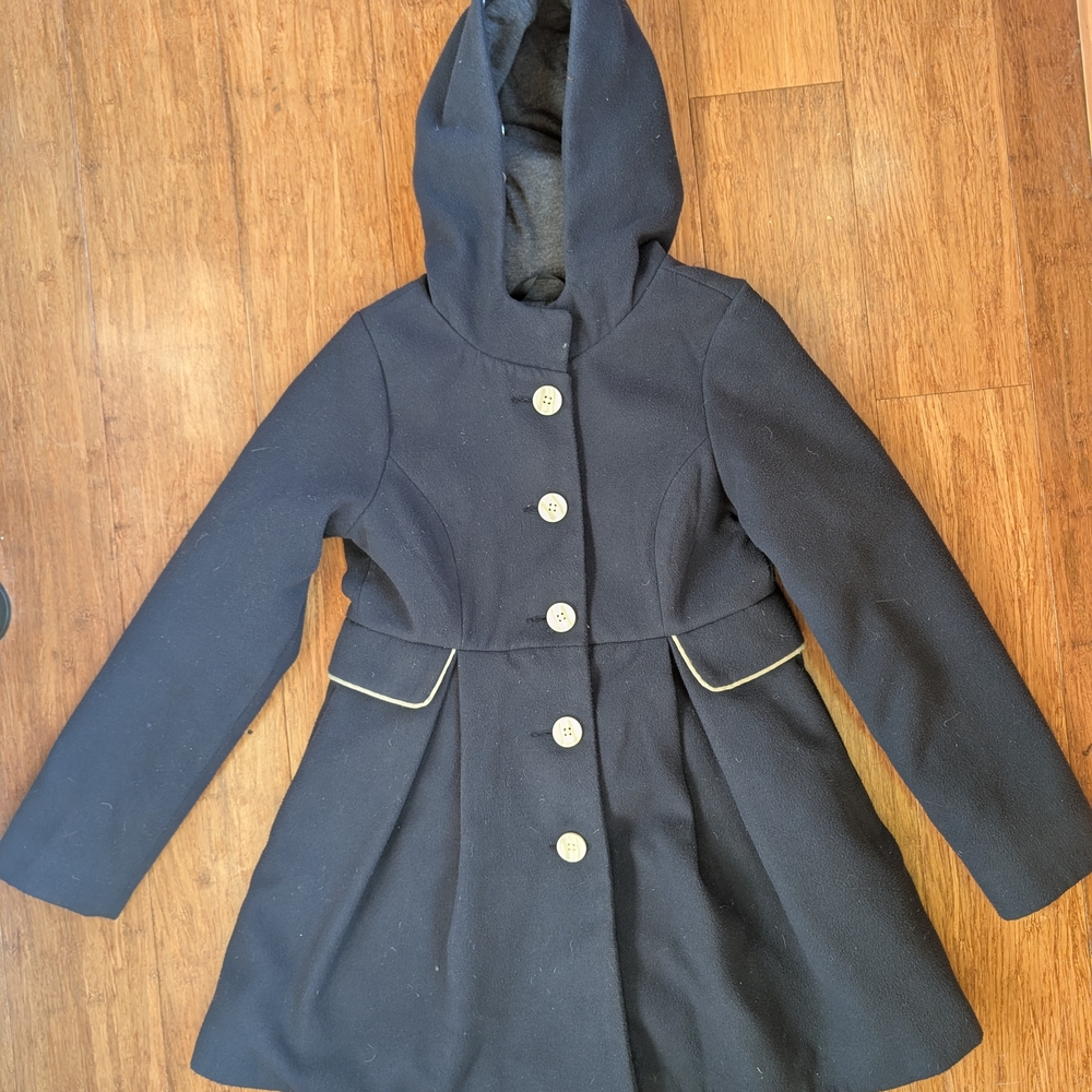 Cat & Jack Navy/Charcoal Hooded Dress Coat